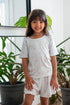 Girls summer pajama set Light Blue Ribbons t-shirt + Shorts
